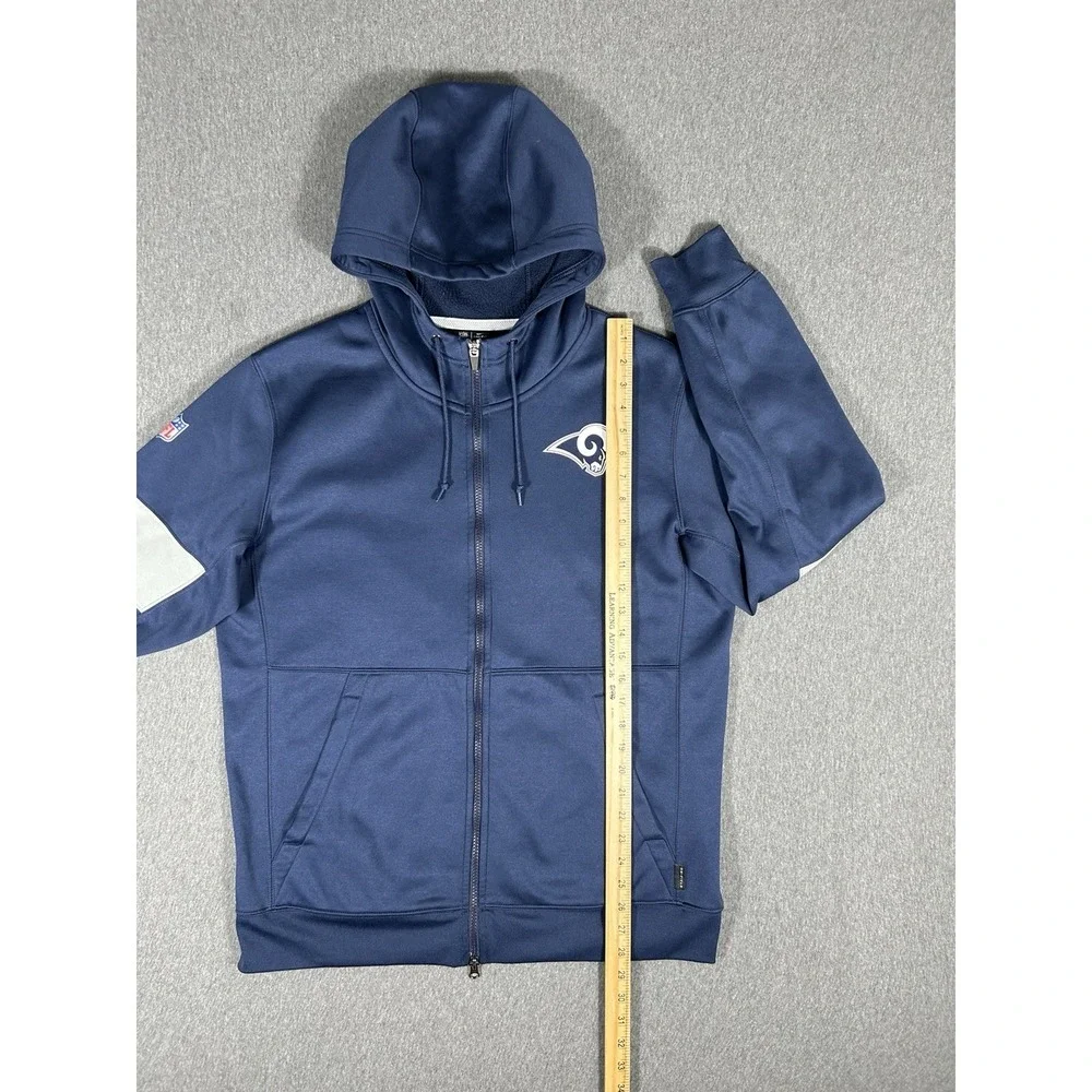 Nike NFL Los Angeles Rams Mens Navy Full Zip Hoodie Dri-Fit On Field L